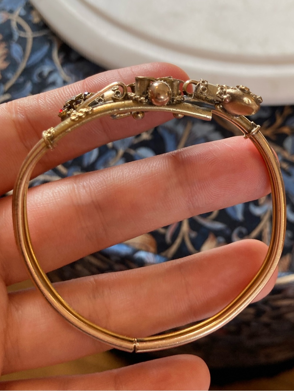 Antique Victorian Celestial Rose-Cut Garnet Crescent Moon & Stars GF Bracelet - Picture 12 of 16